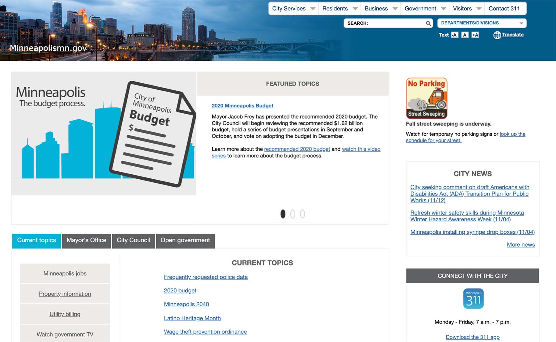 old homepage design