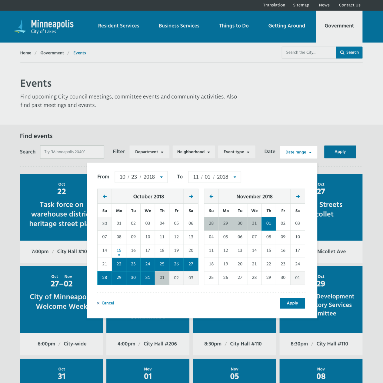 mockup of webpage called 