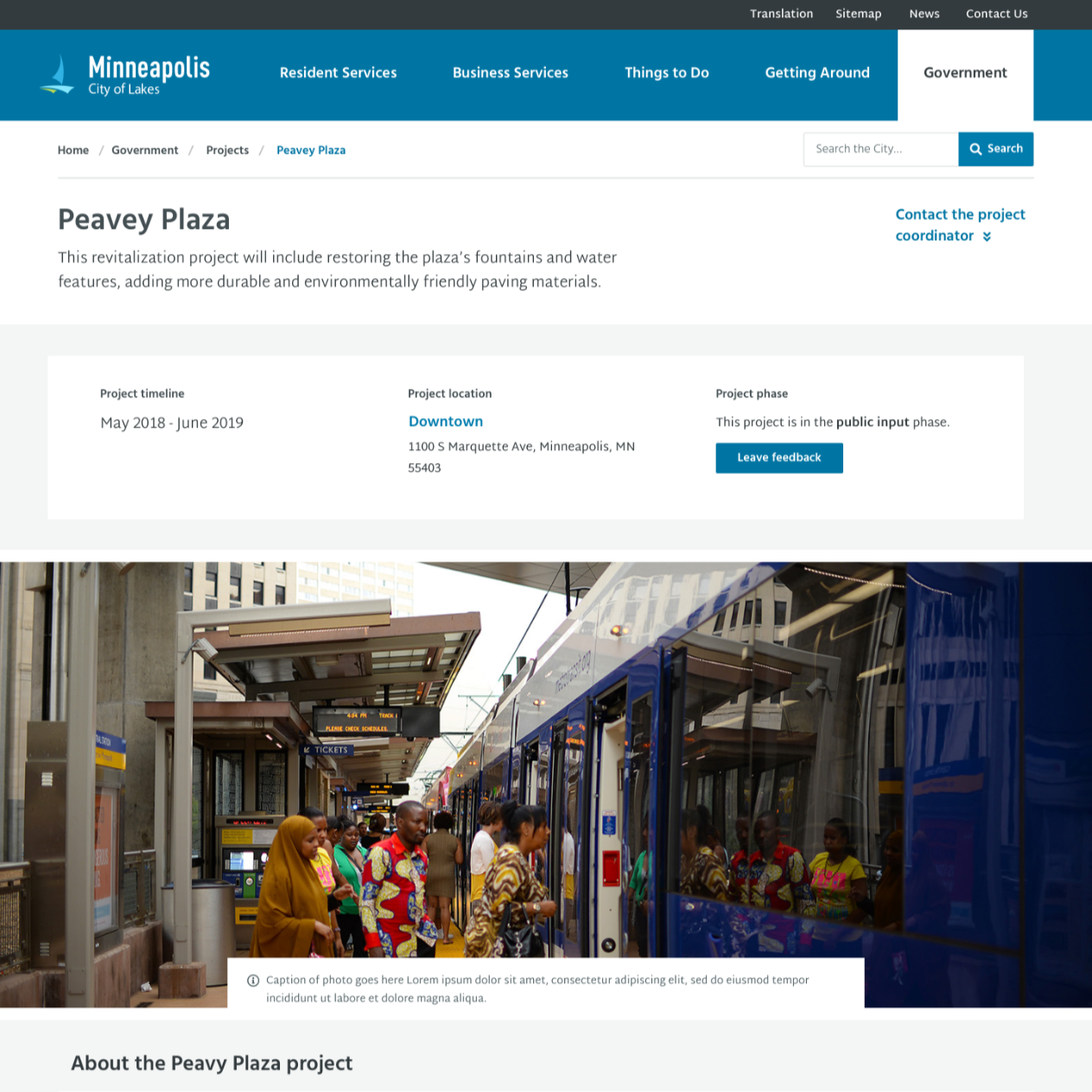mockup of webpage called 
